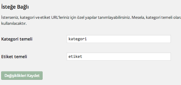 Wordpress'te URL yapısı bu şekilde oluşturuluyor.